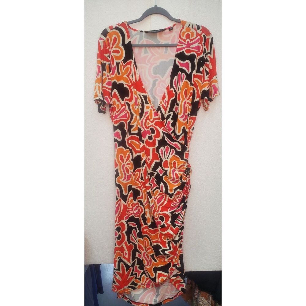 NWT Size Large Colleen Lopez Ruche on the side Colorful Dress